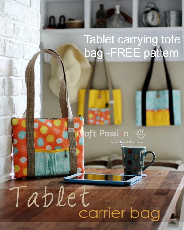 Tablet Carrying Tote Bag - FREE sewing pattern.