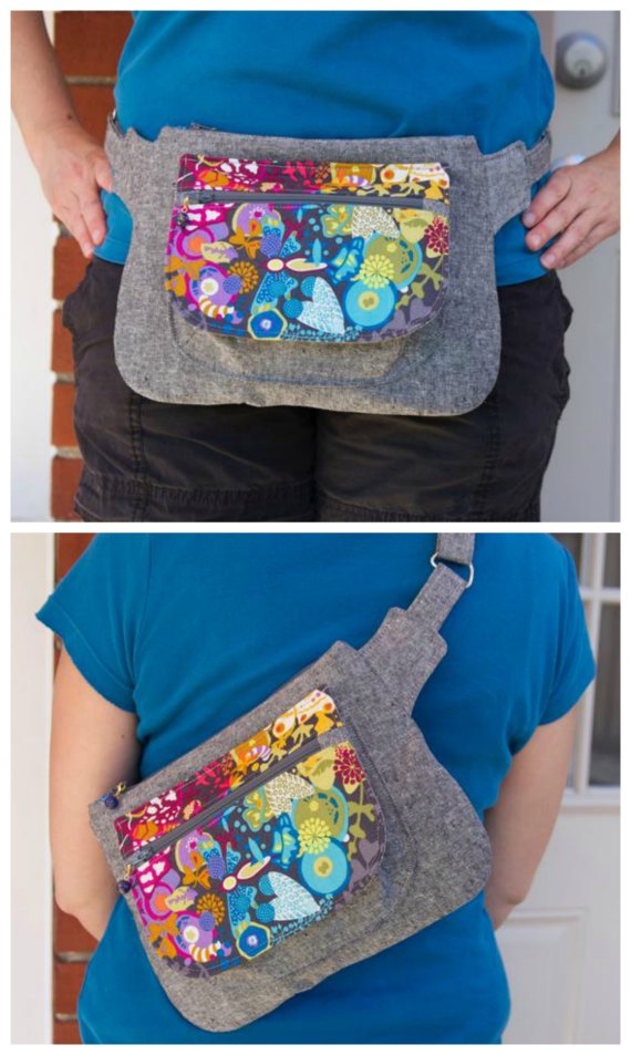 Here's a great pattern for a bag that can be worn two different ways, either as a bag around your waist or as a bag slung over your shoulder. It's called The Orchid Waist/Sling Bag.