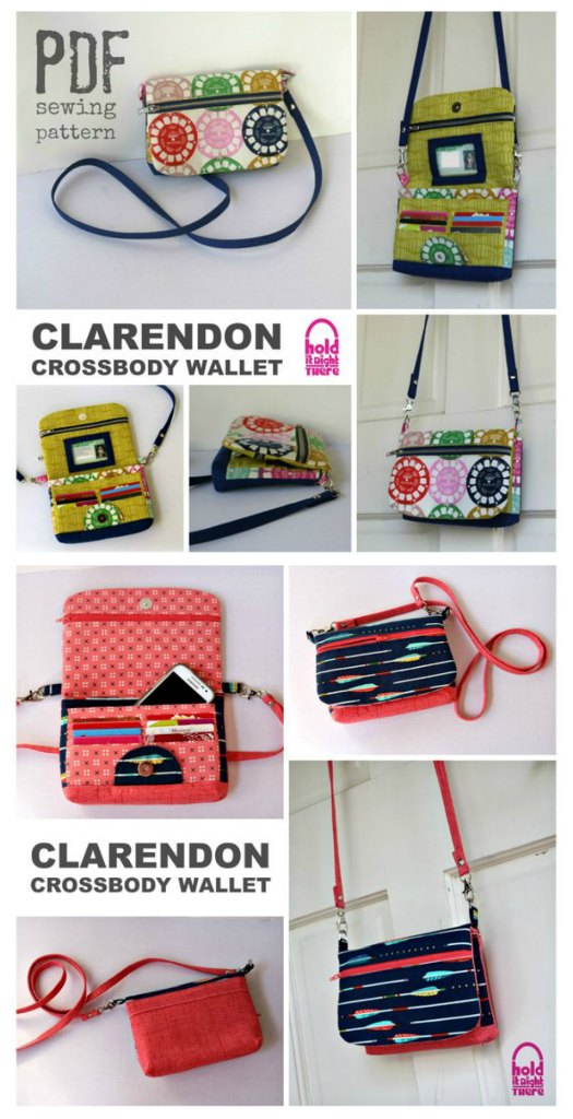 The Clarendon Crossbody Wallet is one of this designers Etsy bestseller patterns. It's a small bag with many compartments and has many wonderful features, as follows: A zipper pocket on the flap, An optional ID pocket, A concealed zipper beneath the flap, With eight card pockets and a slip pocket, this wallet keeps your credit cards and money handy, It’s lined to hold the larger items a wallet alone cannot, with an additional slip pocket inside, An adjustable strap to ensure the bag fits you exactly.