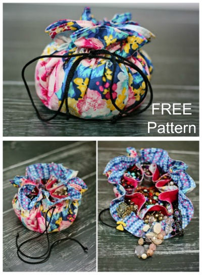 Drawstring Jewelry Pouch FREE sewing pattern