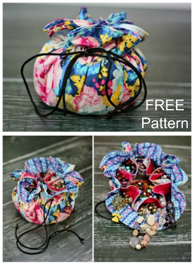 Drawstring jewelry bag with sale pockets