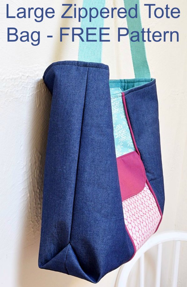 Large Zippered Tote Bag - FREE sewing pattern & tutorial ...