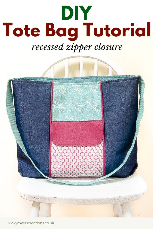 Large Zippered Tote Bag - FREE sewing pattern & tutorial