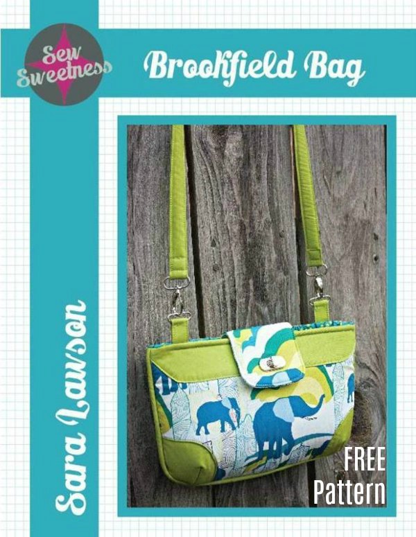 Here's a great FREE pattern to make this small bag, called the Brookfield Bag. With this project you'll be able to try out several fun bag-making bag techniques, like: adding a metal twist lock, using piping in a bag, making darts, and adding elastic pockets. 