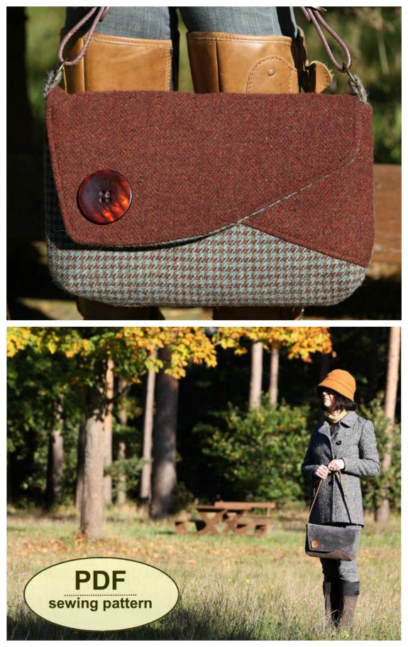 This is a digital sewing pattern for The Blickling Bag. This two toned bag is practically sized, has simple asymmetrical styling, is made with darted corners and has a template and instructions for an interior patch pocket if required. It can be fashioned with a self-fabric or by attaching a purchased strap.