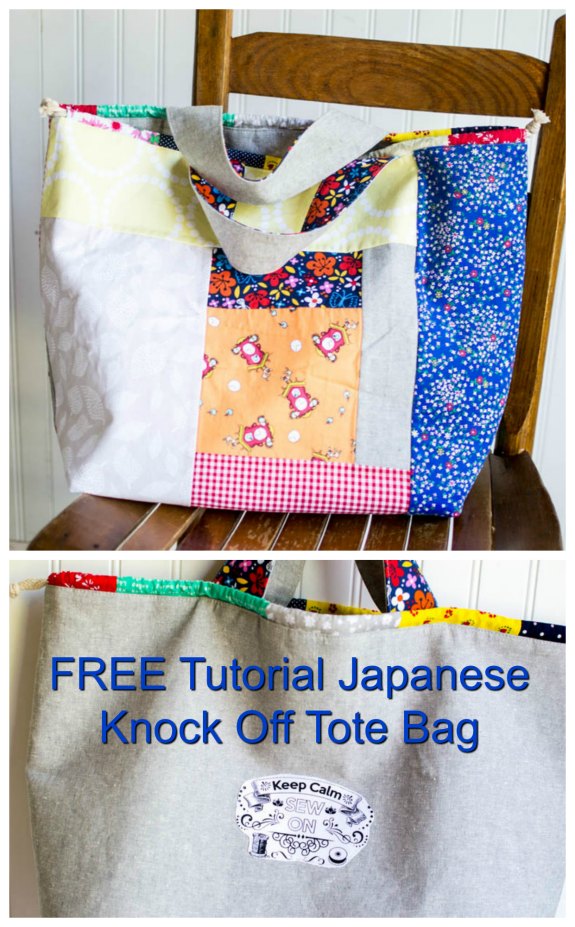 Japanese Knock Off Tote Bag FREE sewing tutorial - Sew Modern Bags