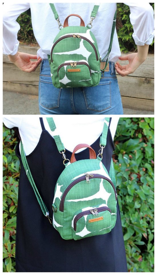 We don't feature too many backpacks here on Sew Modern Bags but here we think we have found a little gem for you. It's from a prolific designer of bags and its both a mini backpack and a cross body bag. The Magali is one of this designers Etsy bestsellers, so it's a popular choice that is both stylish and practical.