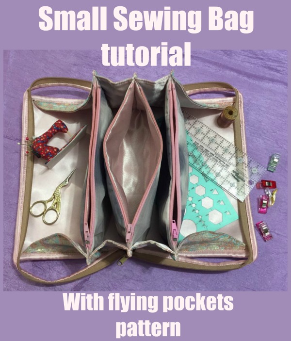 Small Sewing Bag tutorial with flying pockets pattern