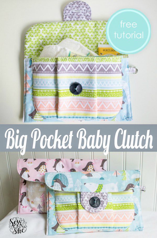 Big Pocket Baby Clutch FREE sewing pattern & tutorial - Sew Modern Bags