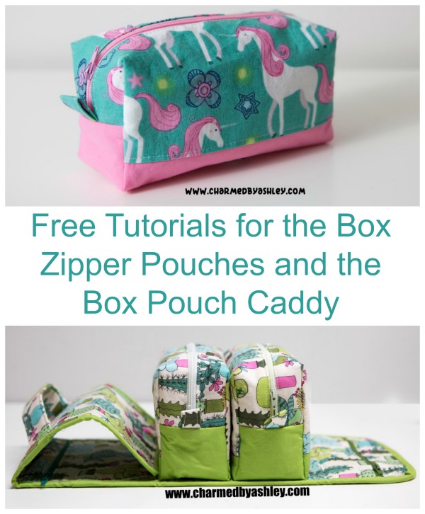 Box Zipper Pouches AND Double Box Pouch Caddy with FREE sewing video tutorials