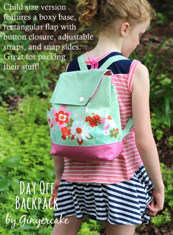 Day Off Backpack sewing pattern in adult and child sizes