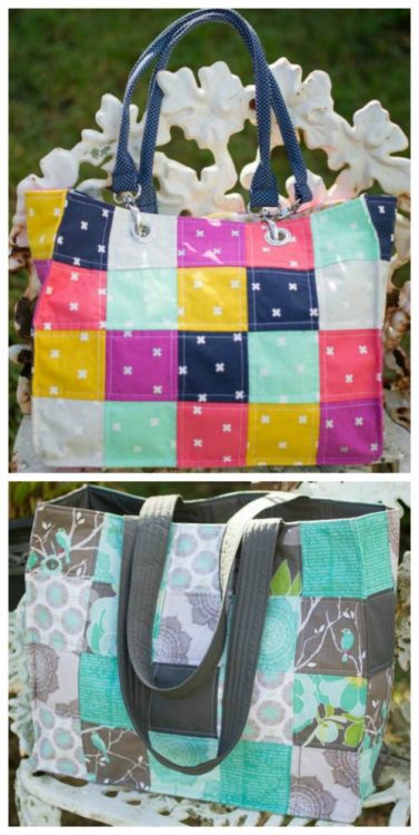 Speedy Patchwork Tote Bag FREE sewing tutorial - Sew Modern Bags