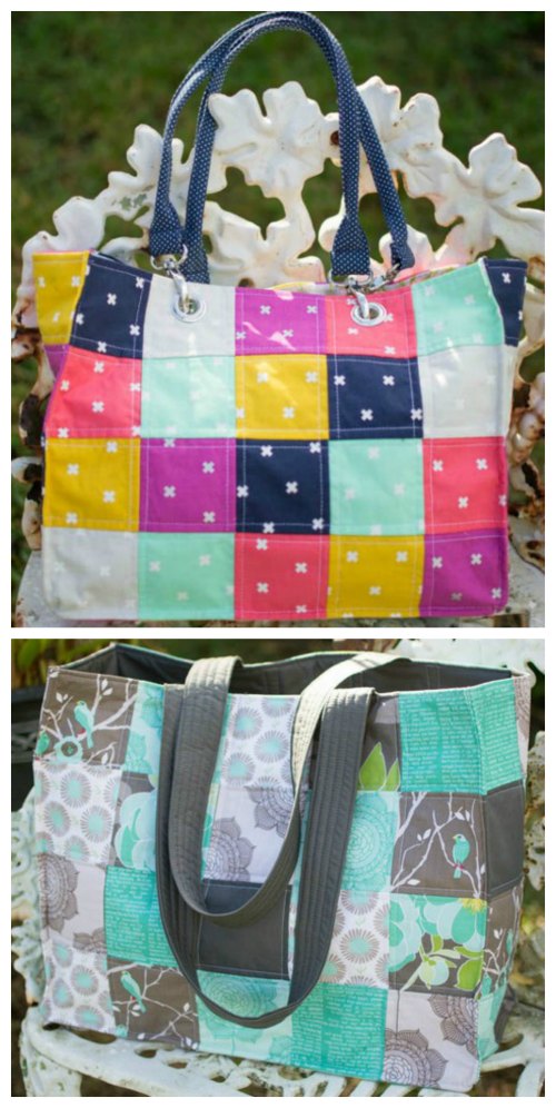 Speedy Patchwork Tote Bag FREE sewing tutorial