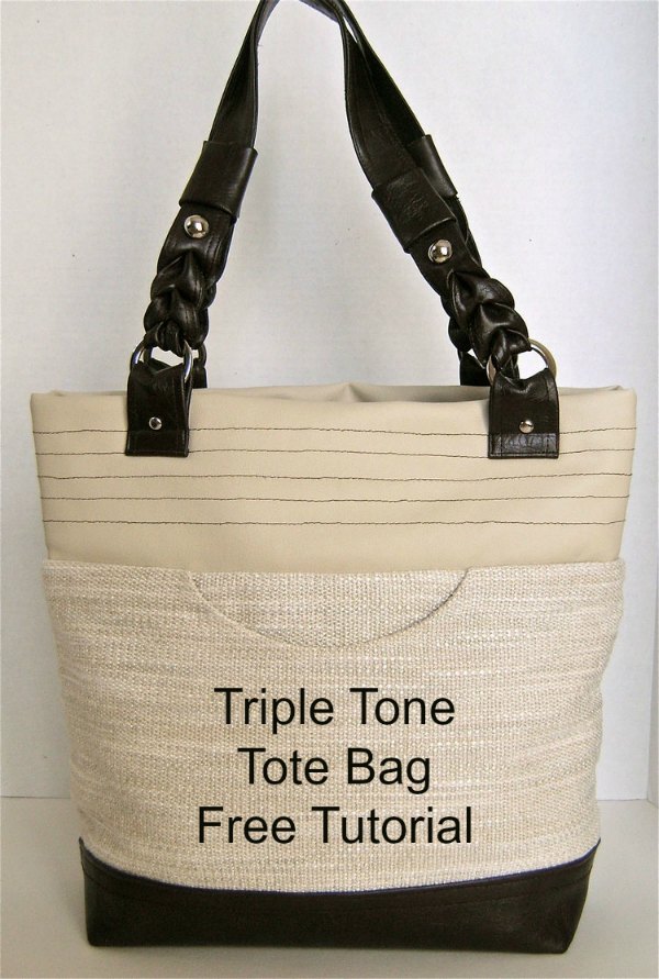 Triple Tone Tote Bag FREE sewing pattern