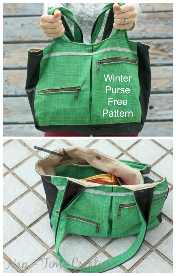 FREE sewing pattern for the Winter Purse, designed to hold everything you need