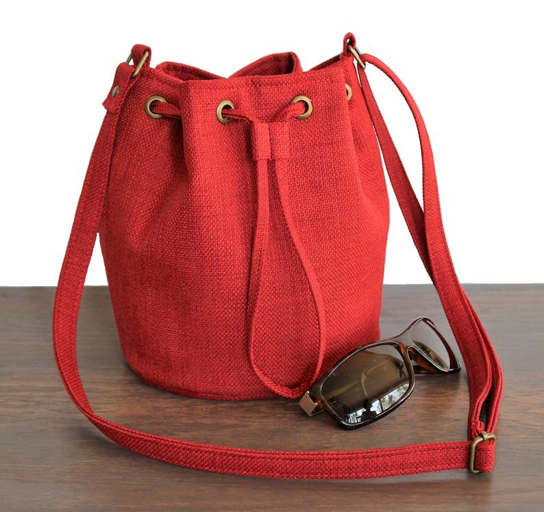 leather bucket bag purse