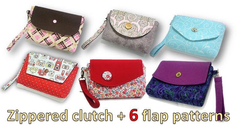 Clutchmates 6 flap options clutch bag pattern - Sew Modern Bags
