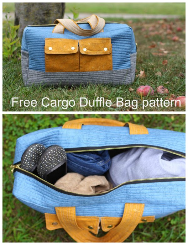 This designer has made an absolutely fabulous Cargo Duffle Bag. Doesn't it look fantastic? And the designer has very kindly made it as a free pattern. We think it is one of the nicest overnight bags or carry on bags that we have ever shown you here. It's a great size and has been made with those cute front pockets.