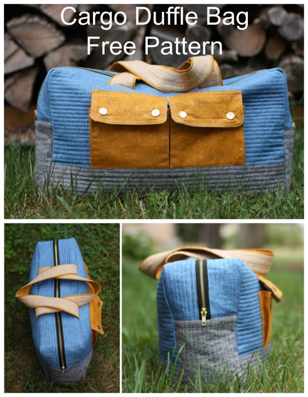 This designer has made an absolutely fabulous Cargo Duffle Bag. Doesn't it look fantastic? And the designer has very kindly made it as a free pattern. We think it is one of the nicest overnight bags or carry on bags that we have ever shown you here. It's a great size and has been made with those cute front pockets.