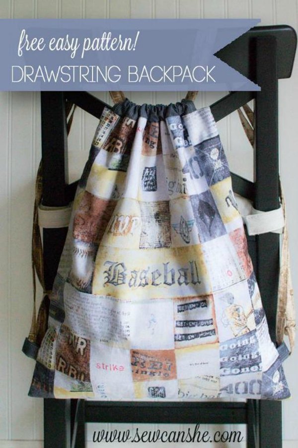 With this free Easy Drawstring Backpack pattern, you can make a lined backpack for your daughter and son, and friends and family. It's not very often that you can sew for a boy or a girl. This is an easy project which is perfect for beginners.