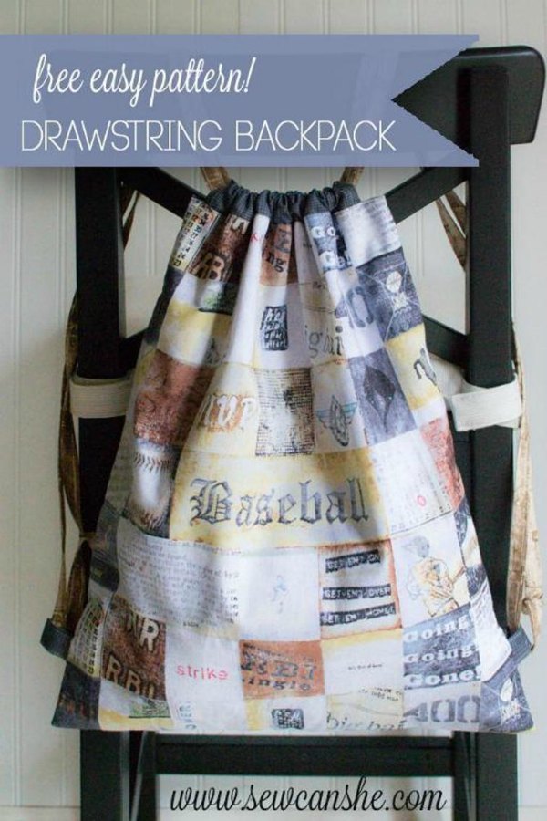 Easy Drawstring Backpack - FREE sewing pattern - Sew Modern Bags