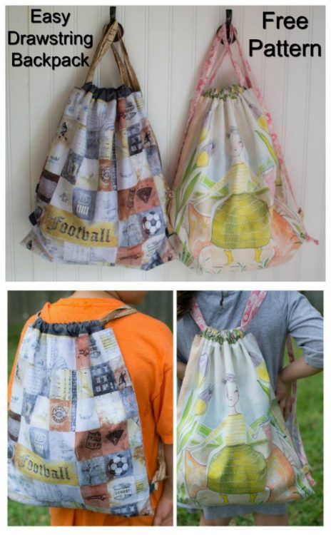 Easy Drawstring Backpack - FREE sewing pattern - Sew Modern Bags