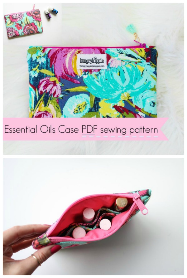 If you would like to make a Cosmetic Case for your essential oils then we have the perfect pattern for you. This travel case allows you to carry your oils without fear of breaking the glass containers they come in.