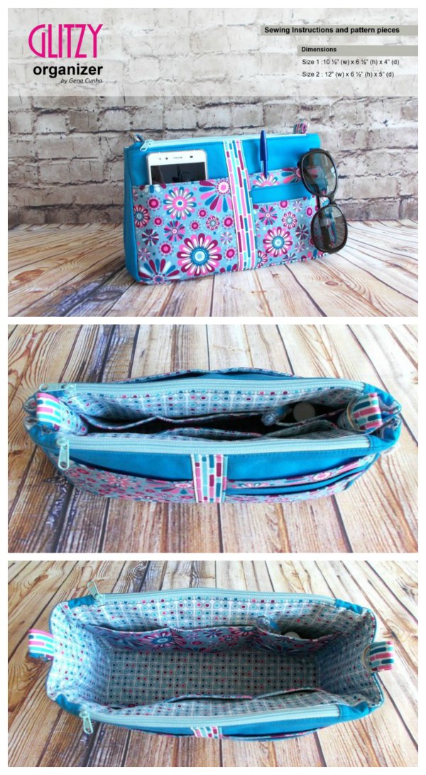 How to sew a Purse Organizer  Stylish Multi Pocket Zipper Bag