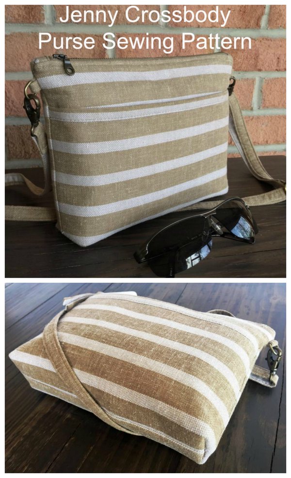 Sewing pattern for the Jenny Crossbody Bag which is a classic purse