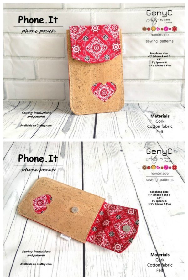 GenyC Phone.IT Phone Pouch sewing pattern Sew Modern Bags