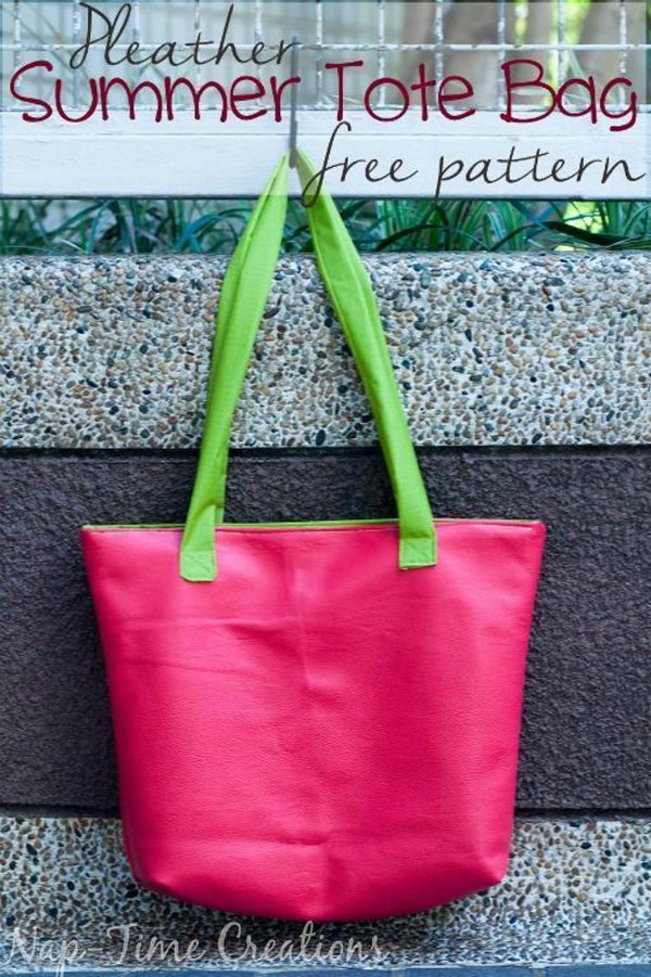 Pleather Summer Tote Bag FREE sewing pattern