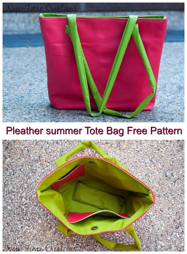 Pleather Summer Tote Bag FREE sewing pattern