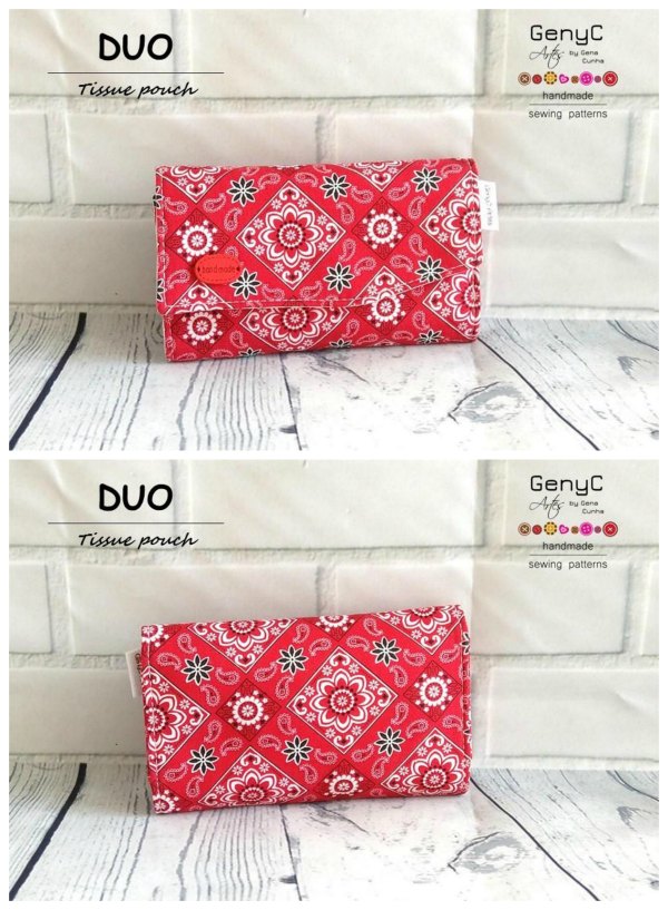 Why not make yourself a lovely pouch for your tissues? You can make one for yourself or lots as presents for friends and family, or even make some to sell. The Duo Tissue Pouch is very versatile, it can also be used as a phone pouch or to put your essential oils for example.