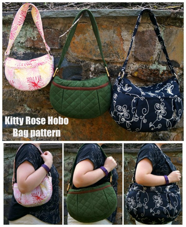 When we add a Hobo Bag to our website they are always very popular. This is the Kitty Rose Hobo Bag which is a stylish hobo bag that the designer has made patterns for in three separate sizes.