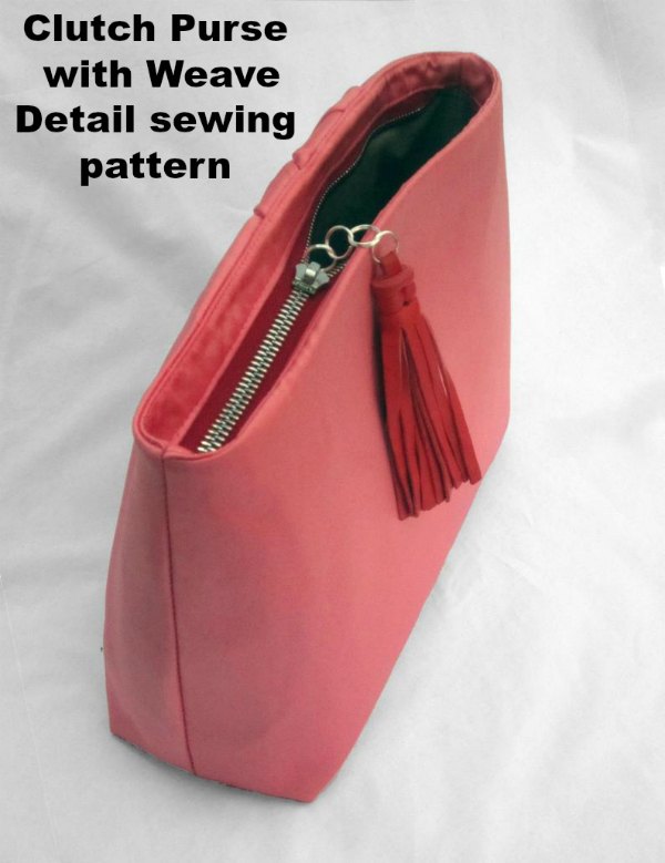 This pattern & tutorial shows you how to make a lovely structured clutch purse with a beautiful woven front & gently curved top detail reminiscent of vintage glamour. It's closed with a sunken/ hidden zip construction for a clean, professional-looking finish. The clutch is fully lined & has an internal credit card sized pocket for extra practicality.