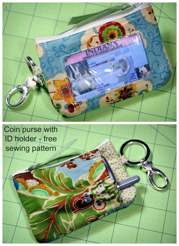 Coin purse with ID holder - free sewing pattern