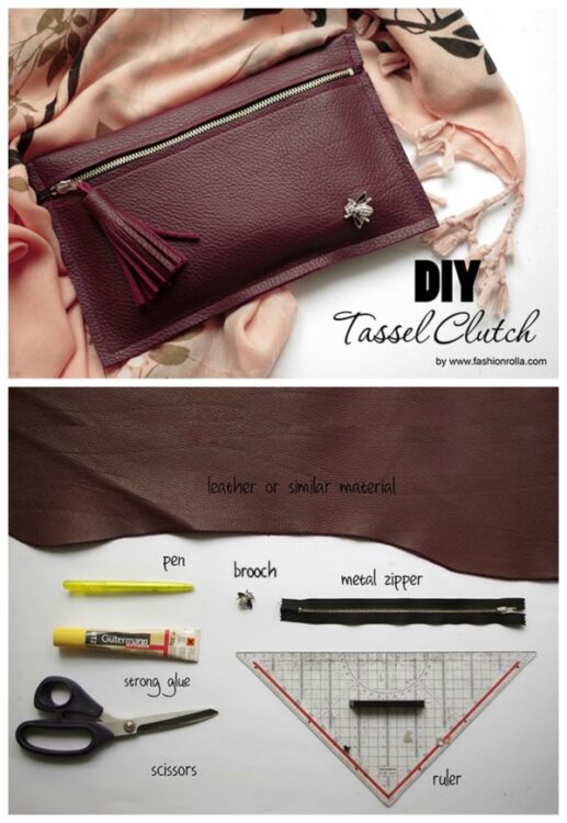 Easy leather or vinyl clutch bag free pattern Sew Modern Bags