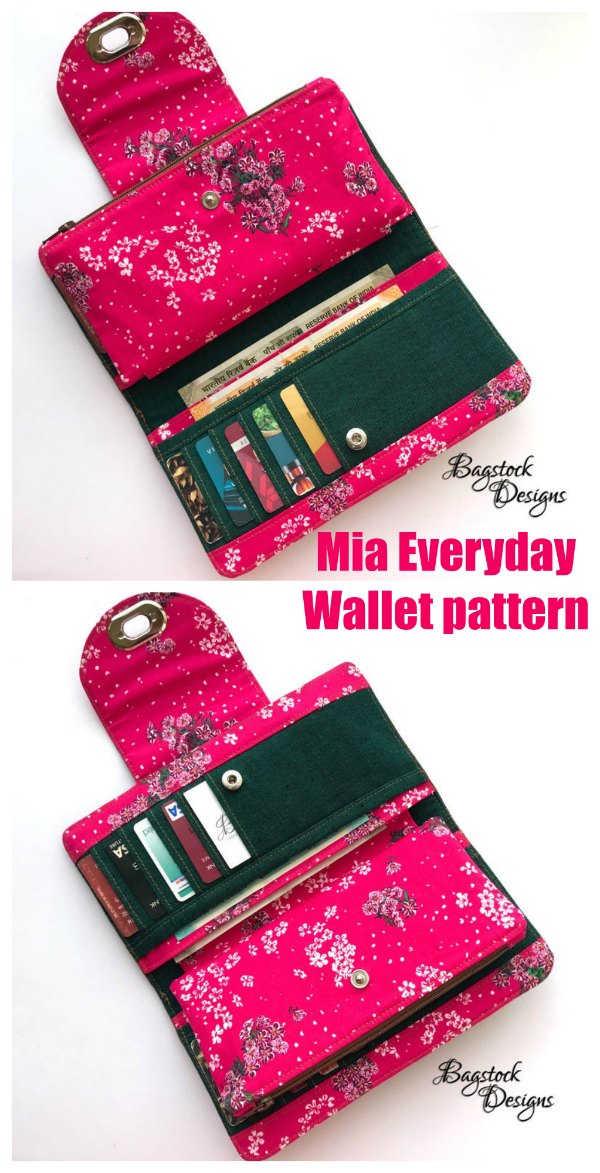 This is one of those pattern wallets that looks just like it was bought in a store. It's very pretty and has a place for everything you want to put in a wallet. The Mia Everyday Wallet is a perfect wallet for everyday use and is also quick and fun to make.