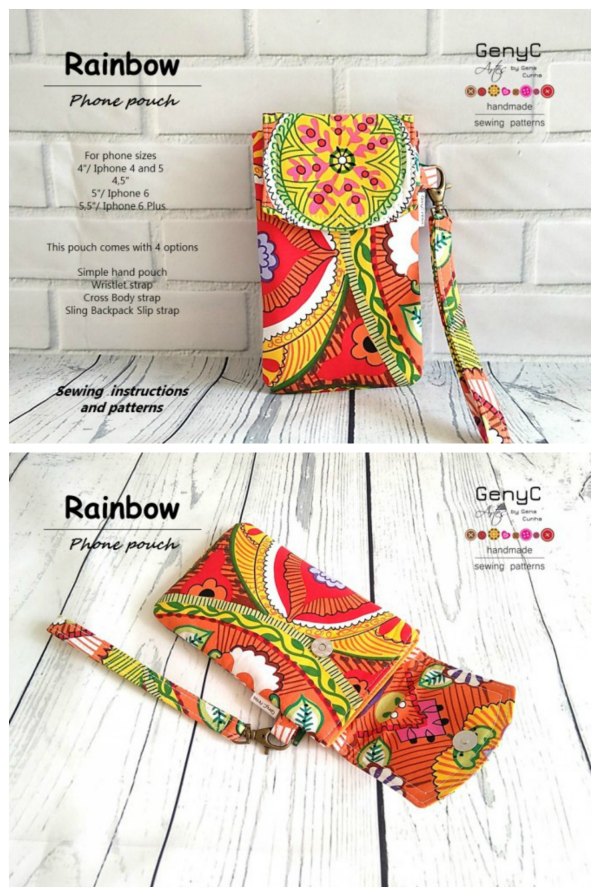 This is a fabulous phone pouch pattern that can be adjusted for any size of phone as the designer has included instructions to do so. The Rainbow Phone Pouch has a back zipper pocket and comes in 4 options.