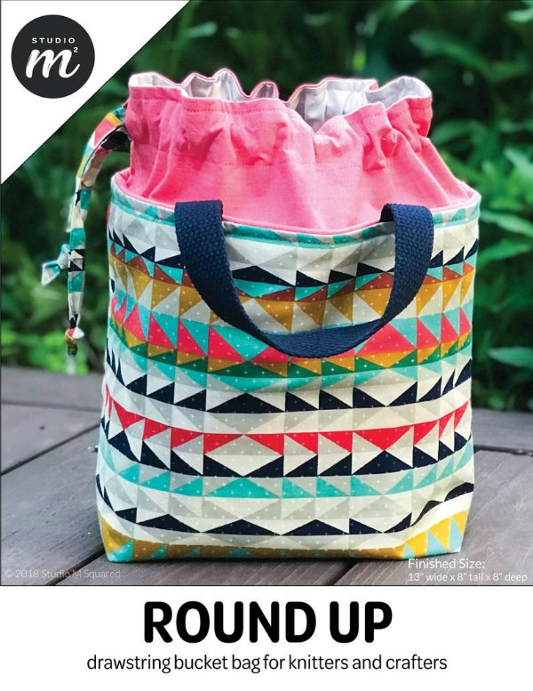 This Round Up Drawstring Bucket Bag is the perfect size to carry your small essentials either on your daily commute or for a weekend get-away. It also makes a great project bag for knitters. And because the excellent designer has included a drawstring feature, you can store things right up to the top of the bag.