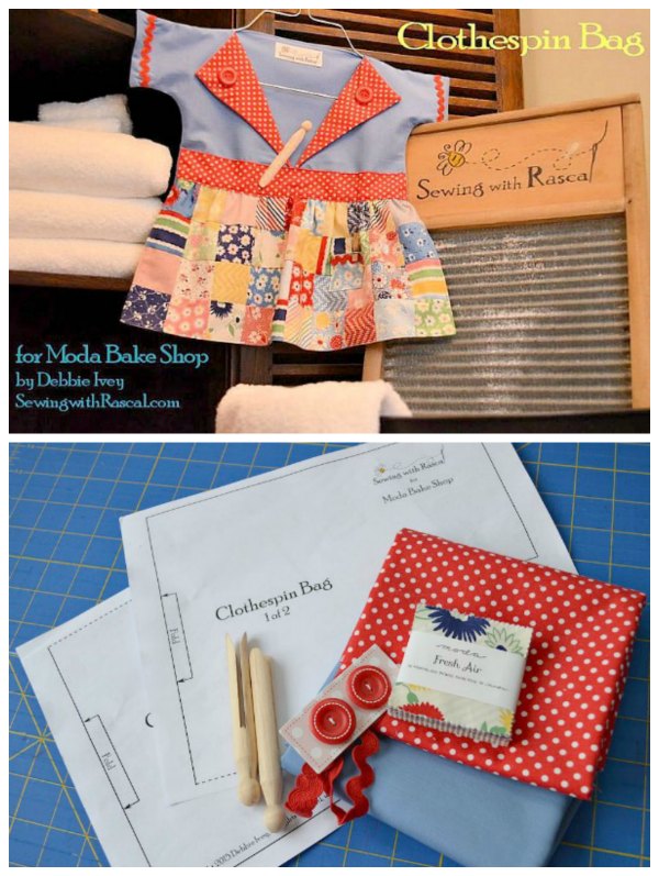 Here's a great sewing pattern for this retro-inspired clothespin bag. It makes a fun and handy way to store your clothespins.