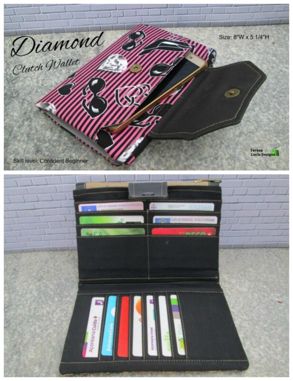 Diamond Clutch Wallet sewing pattern Sew Modern Bags