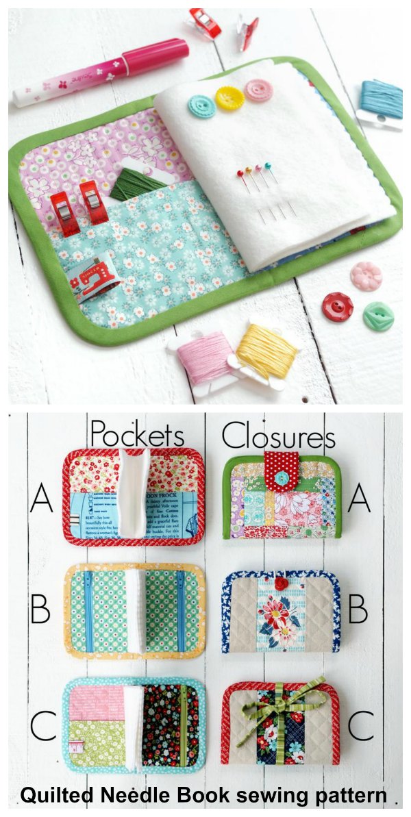 All sewers need a Needle Book and here is a most adorable Quilted Needle Book sewing pattern in two sizes. You'll be able to make a Needle Book that is perfect for keeping your hand sewing needles, and great as a sewing kit when you are on the go. 