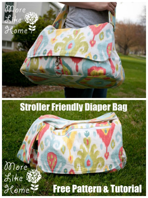 Stroller friendly diaper bag free sewing pattern - Sew Modern Bags