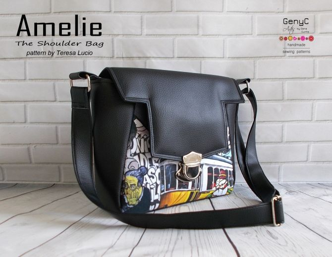 Sewing pattern for the Amelie Shoulder Bag, which is the perfect bag to make for anyone who is just starting out in bag making.