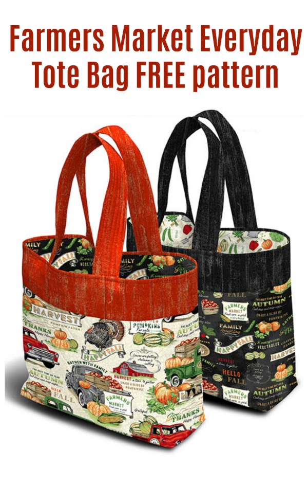 FREE sewing pattern and tutorial for the Farmers Market Everyday Tote Bag.