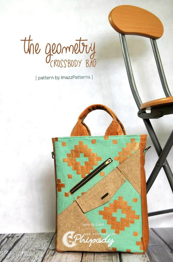 The Geometry Crossbody Sling School Bag sewing pattern - Sew Modern Bags