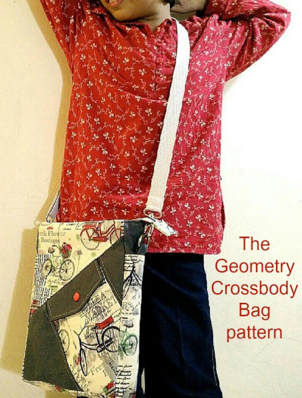 Sewing pattern for the Geometry Crossbody Sling School Bag, a simple, practical and yet highly functional sling school bag