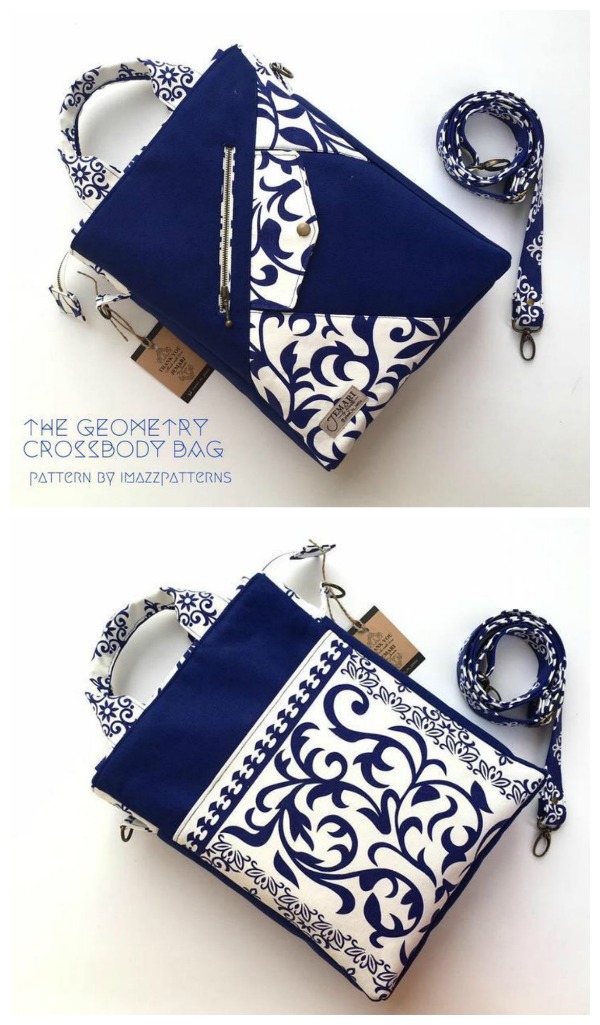 Sewing pattern for the Geometry Crossbody Sling School Bag, a simple, practical and yet highly functional sling school bag