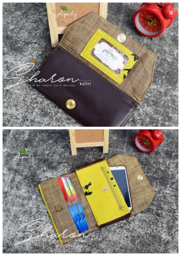 This is a fabulous wallet, that looks great and which you can make in a range of fabrics. The designer has incorporated a room and a place for everything in her Sharon Wallet, including your phone. It's a wallet with a practical and unique style. 